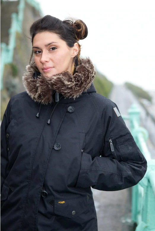 Women's parka with fur lined hood top